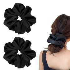 2 Pieces Jumbo Satin Silk Scrunchies for Women 7.5 Inches Large Oversize Scrunch