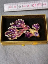 Schmuck Brosche Emaille Strass Asia Fisch Lila Anstecknadel Vintage Stil Metall