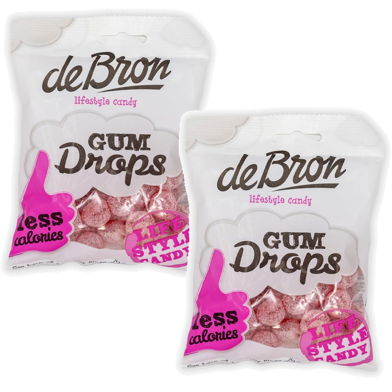 De Bron Sugar Free Raspberry Gumdrops 2 x 100g - Gluten Free, Less Calories
