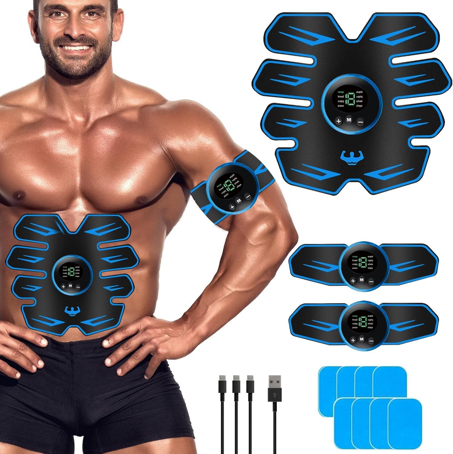 Électrostimulateur musculaire sans fil à intensité réglable pour tonifier le corps