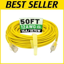 Weatherproof 12/3 Outdoor Extension Cord 50 ft  Listed