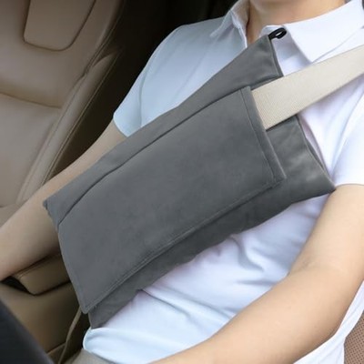 Super Soft Seatbelt Pillow, Seat Belt Pillow for Mastectomy Large Dark Gray
