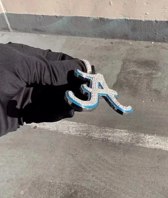 2.50Ct Lab Created Diamond Custom Initial Letter Pendant 14K White Gold Plated - Image 4 of 4