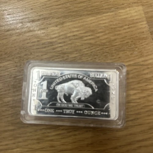 1 Oz German Silver Buffalo Bar  In Case