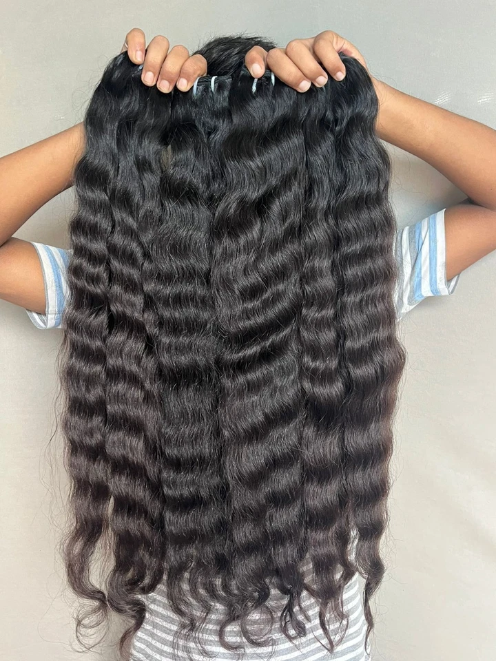 Индийские сырые натуральные кудрявые пучки человеческих волос — 100% необработанные — краситель до 613 - Изображение 4 из 4