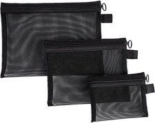 3 Pcs Mesh Zipper Pouch Makeup Bags Set, Portable Mesh Cosmetic Bag Travel Toile