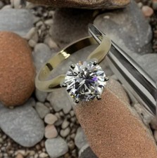 .50 Ct Solitaire 14k Solid Yellow Gold Man-Made Diamond Ring