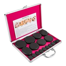 16 Pcs Hot Massage Stone Set Warmer Rock Kit Natural Basalt Rocks w/ Heating Box