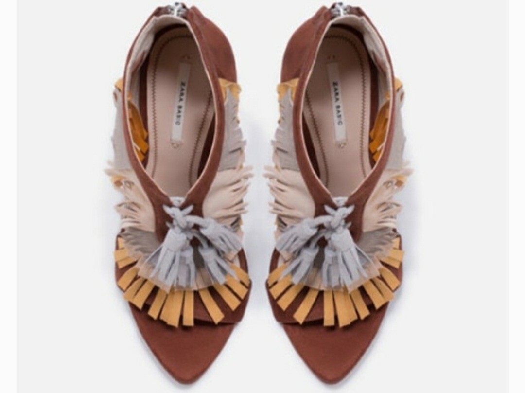 ZARA MULTICOLOR Tri-color FRINGE SANDAL $ 119 | eBay