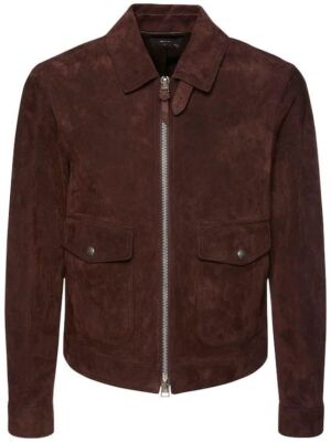 Leather Trucker Jacket for Men Brown Pure Suede Custom Made Size S M L XXL 3XL