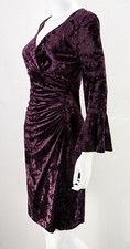 Lauren Ralph Lauren size 4 V-Neck Bell Sleeve Velvet Dress NEW NWT