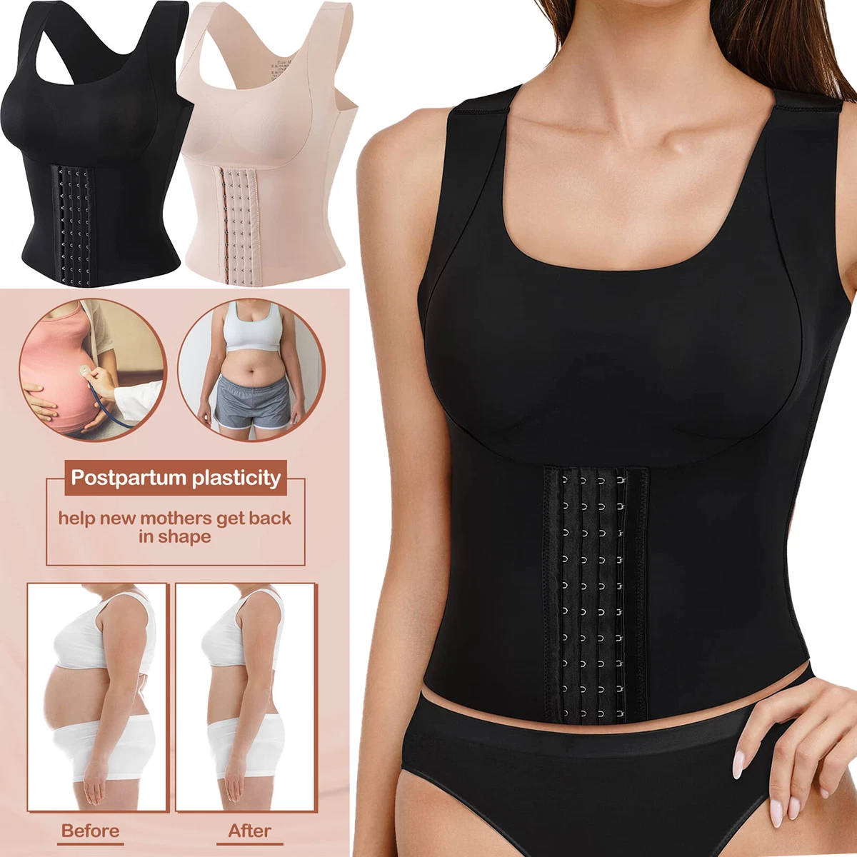 Women Snatch Bra 3-in-1 Waist Trainer Buttoned Bra Body Shaper