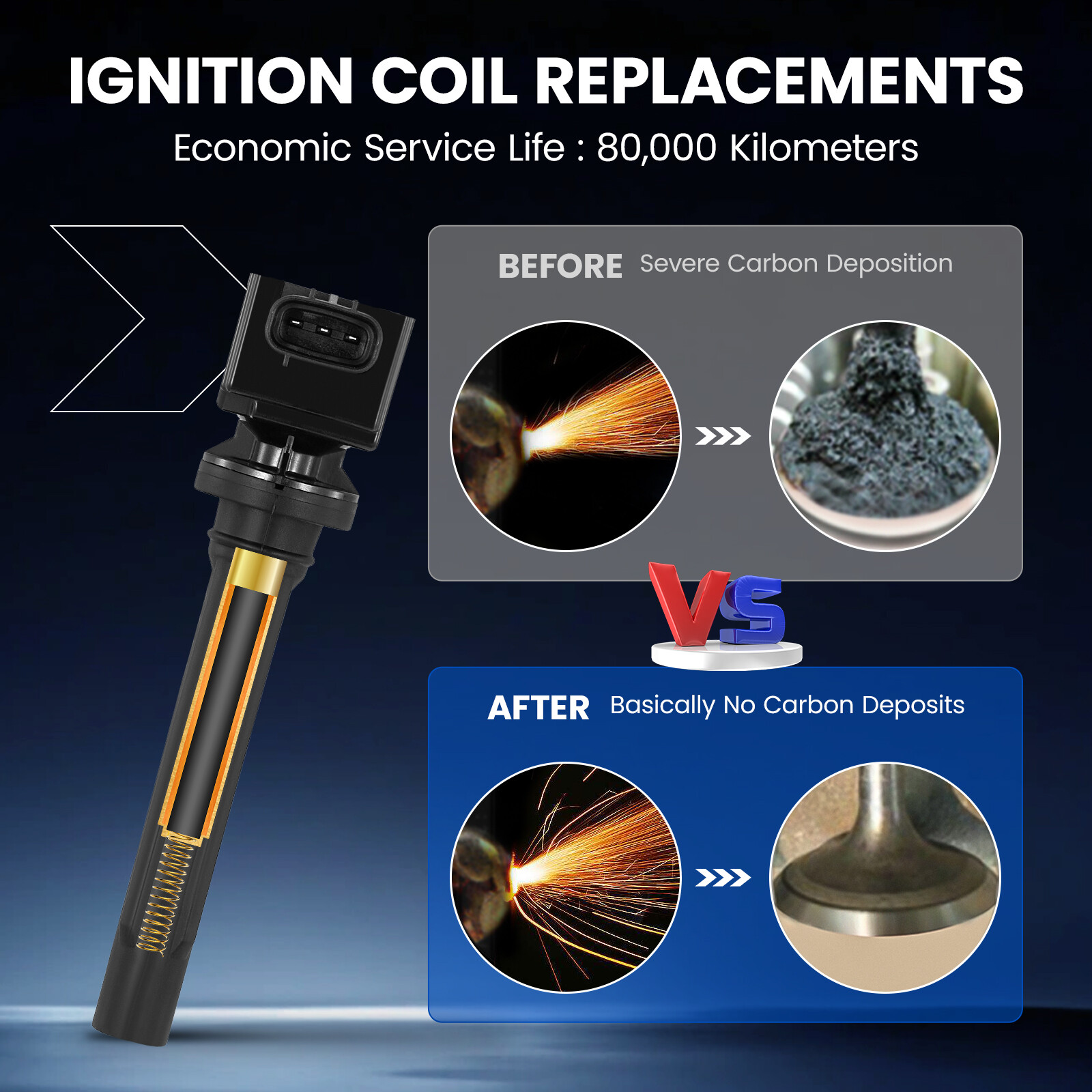 4 Ignition Coils Replacement for 2007 2008 2009 Suzuki SX4 L4 2.0L UF562 UF-562