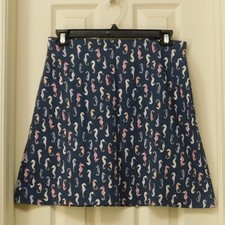 J. JILL Stretch Cotton Modal A-Line Skirt Seahorse Slate Blue Pockets Size MP