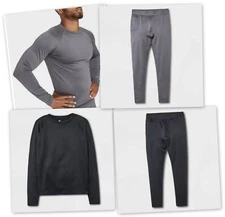 Mens Heavyweight Thermal Undershirt/Pants Plush Soft Black or Gray All in Motion