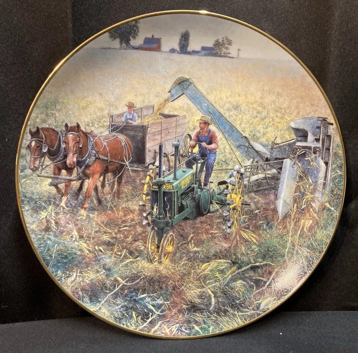 Mort Kunstler John Deere Tractor Plate 8”Golden Harvest Farmland Memories