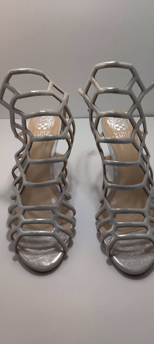 Vince Camuto Prisintha cage strappy leather dress sandals Silver