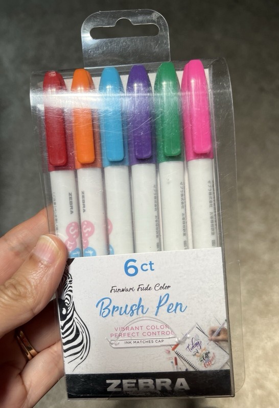 Used  Zebra Funwari Fude Color Brush Pens- Assorted Colors, Set of 6