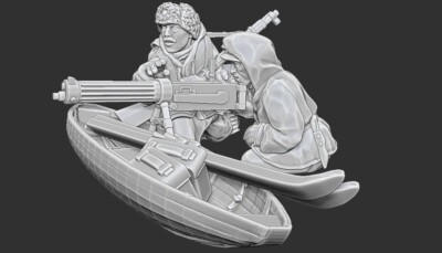 Finnischer Maxim MMG auf Ahkio Schlitten Resin Maßstab 1:32 54mm