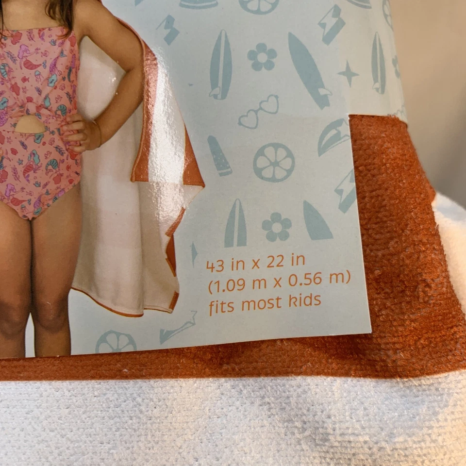 Toalla envolvente para niños Horizon Group, 43”x22” naranja y blanco Foto 2 de 3