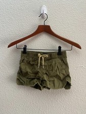 Girls Hudson Shorts Green Color Elastic Waist Drawstring Size Medium Raw Hem