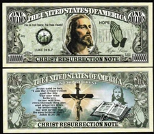 Christ Resurrection Million Dollar Note Funny Money Novelty Bill + FREE SLEEVE