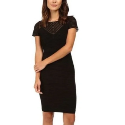 NWT Calvin Klein Illusion Pintucked Jersey Dress Black size 2 Office Career  Work | eBay