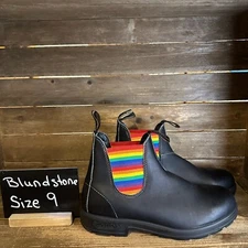 New Mens Blundstone Original 2105 Black Leather Rainbow Ankle Boots Size 10 M
