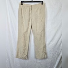 Kasper Women's Ivory Kate Classic Fit Linen Career Straight Leg Lined Pants 12