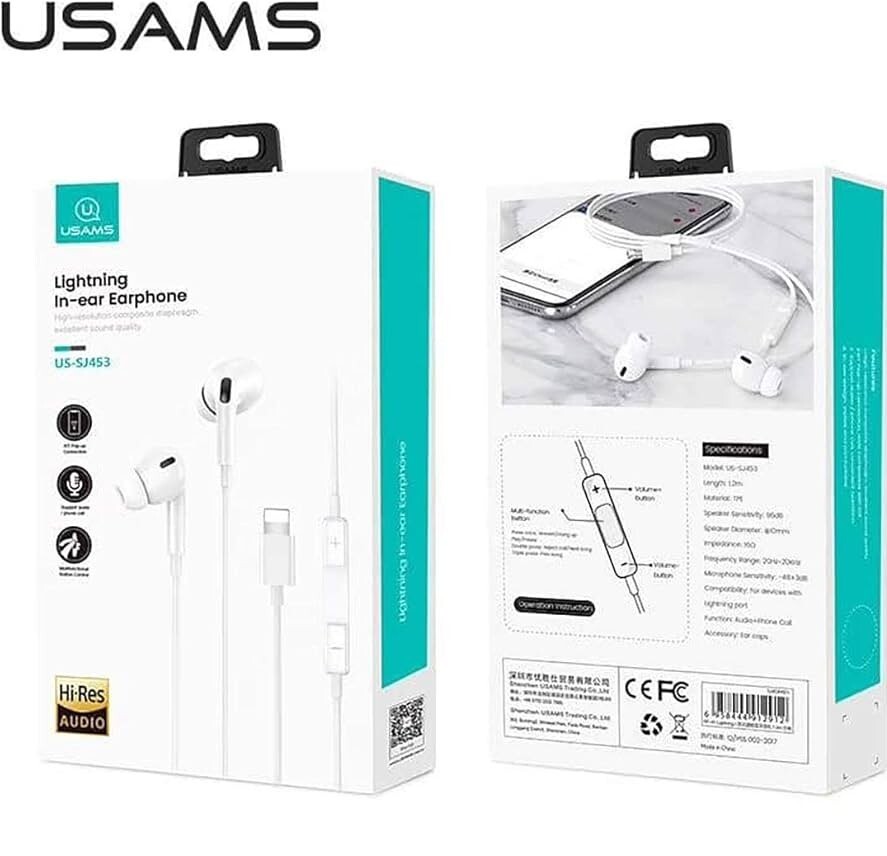 Écouteurs iPhone blanc intra-auriculaires USAMS EP-41
