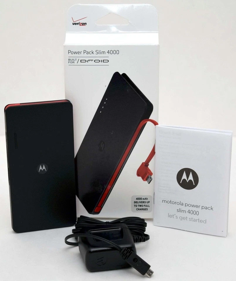NUEVO Motorola Verizon DRDUNIPWR4 DROID Power Pack Slim 4000 4000mAh ROJO/NEGRO P4000 Foto 3 de 4