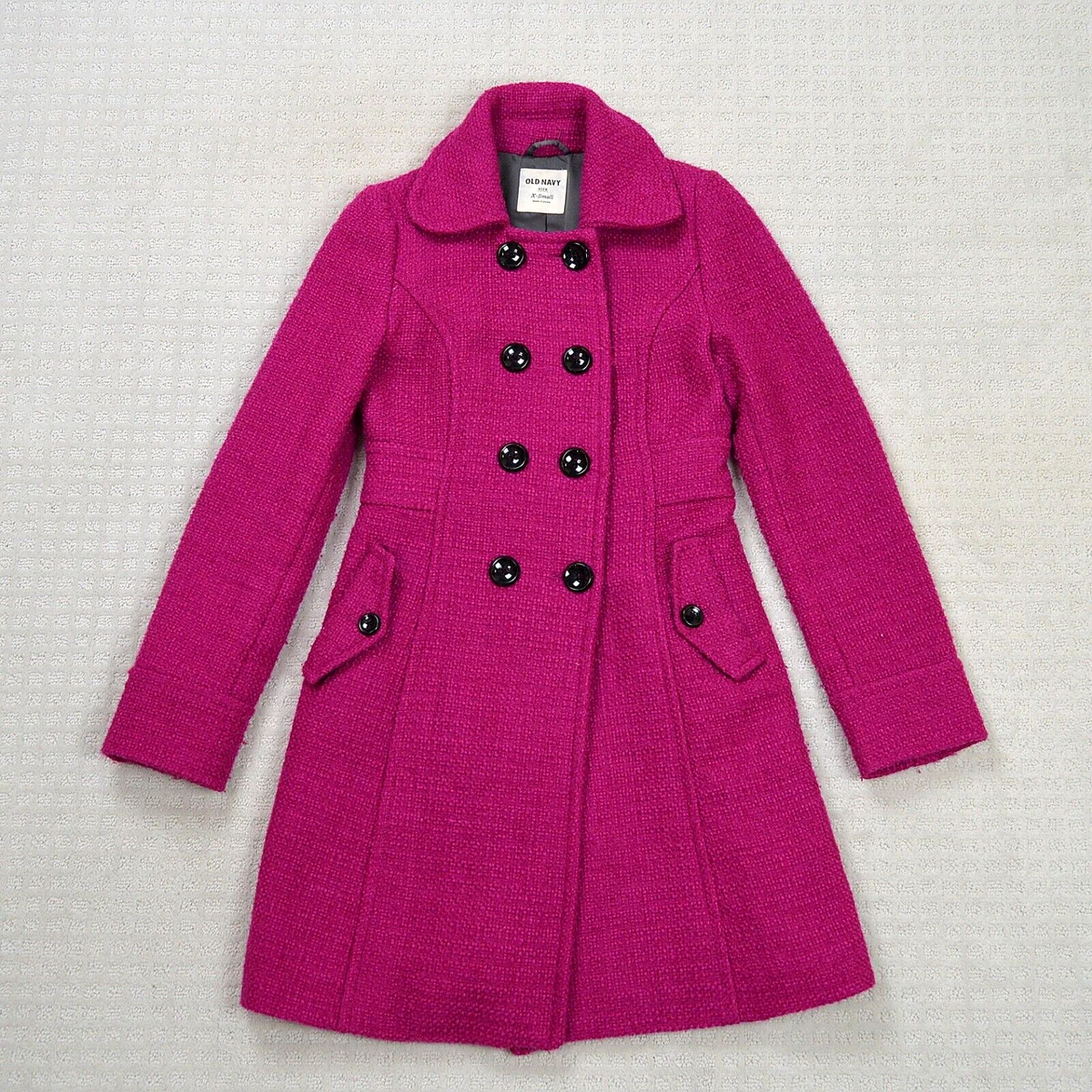 Old Navy Womens Wool Blend Princess Pea Coat XS Pink Double Breasted Button  Up | eBay