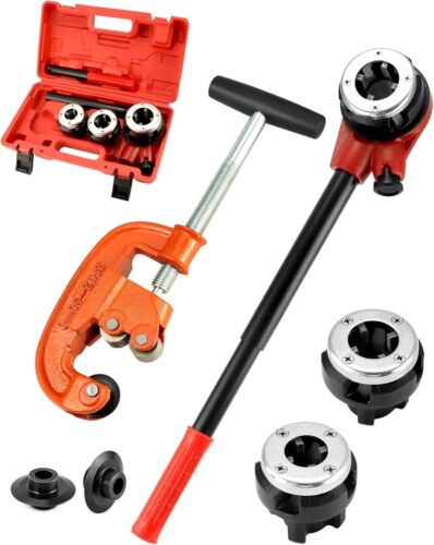Professional Pipe Thread Kit: Cutter & Manual Tool with 3 Dies for Versatile Use - Picture 3 of 10