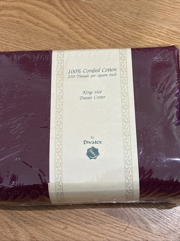 VINTAGE DIVATEX 100% COMBED COTTON 230 THREAD KING DUVET COVER BURGUNDY NIP