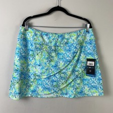 IBKUL 17 in Layered Skort Size XL Turquoise Lime UPF Quick Dry Pull On