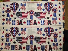 36x62 American Flag Fabric Panel and 2 Patriotic Appliqu  Panels Sew/Quilt