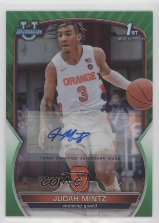 2022-23 Bowman U Chrome Prospect Green Refractor /99 Judah Mintz #33 Auto