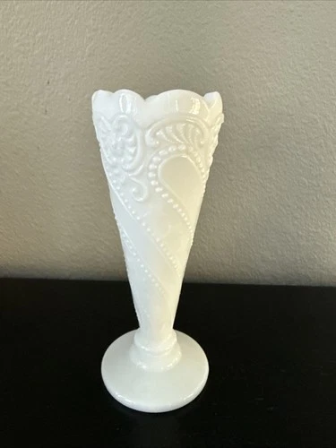 Vintage Milk Glass Bud Vase, 6.25" Tall