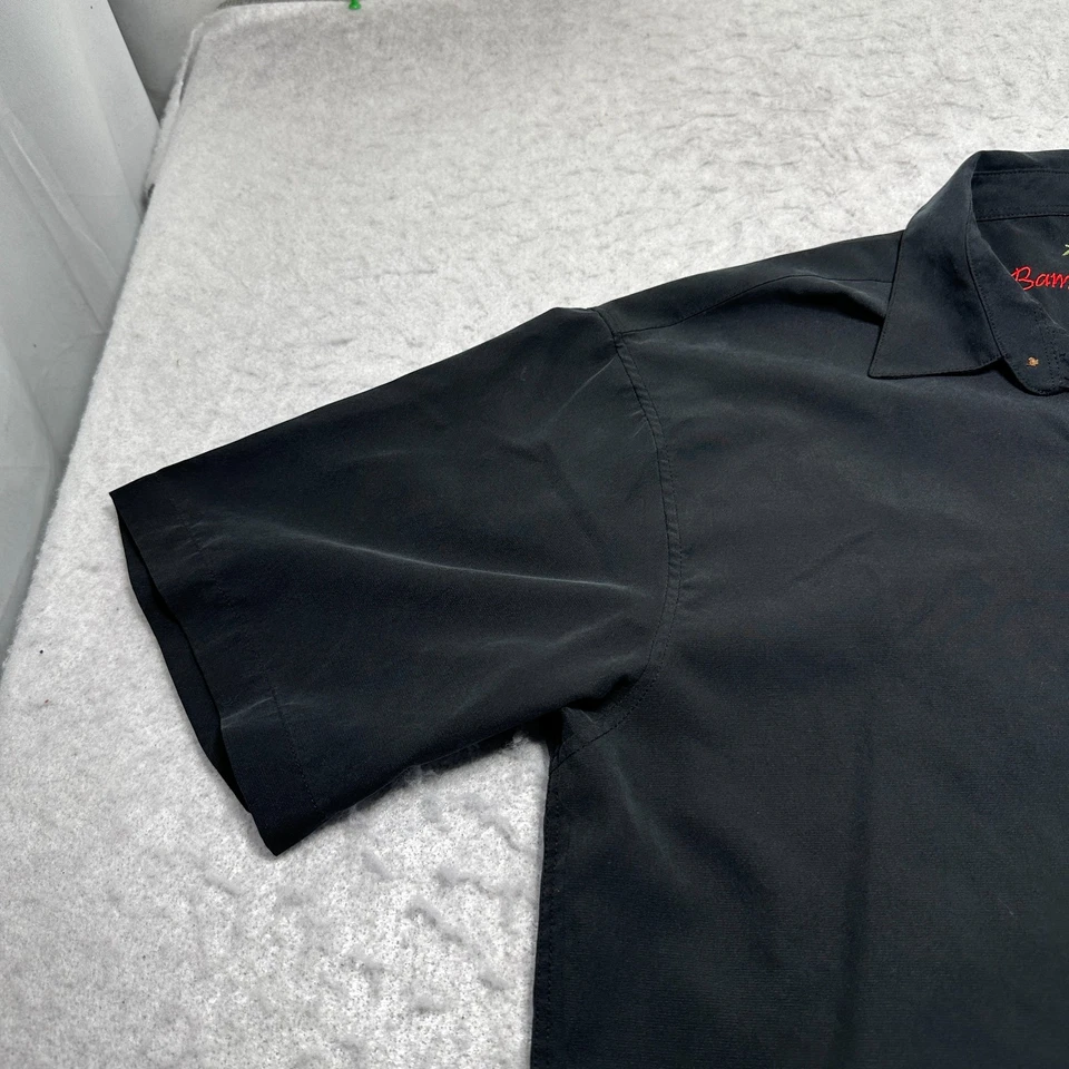 Camisa Hawaiana Bamboo Cay Rosa Palmingo Negra Manga Corta Modal Para Hombre Talla Grande Foto 4 de 4