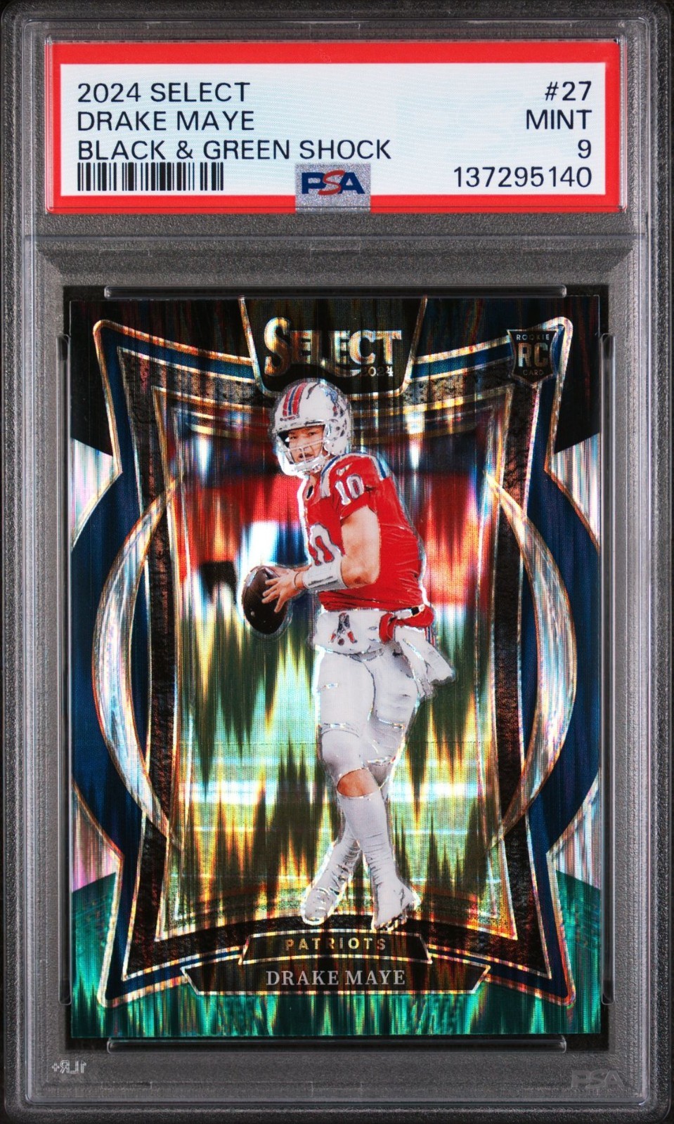 2024 PANINI SELECT 27 DRAKE MAYE BLACK & GREEN SHOCK PSA 9