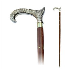 Victorian Brass Derby Handle Wooden Walking Stick Handcrafted Antique Style