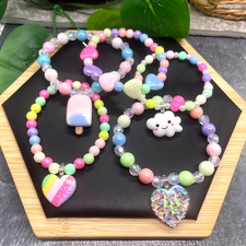 5 PC Child  s Kid Beaded Stackable 2  Diameter Plus Stretch Bracelet Set B708