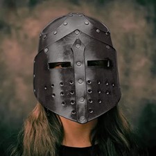 Medieval Knight Templar Helmet - Crusader Armor Mask for LARP Cosplay