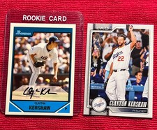 CLAYTON KERSHAW '30 HOF DODGERS '07 BOWMAN ROOKIE BDPP77 CHROME & FAREWELL CARD