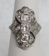 MAGNIFICENT ART DECO ERA 14K DIAMOND RING SIZE 5