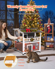 Insulated Cat House, 2-Story Wooden Cat Shelter, Foam Insulation, Feral Kitty S