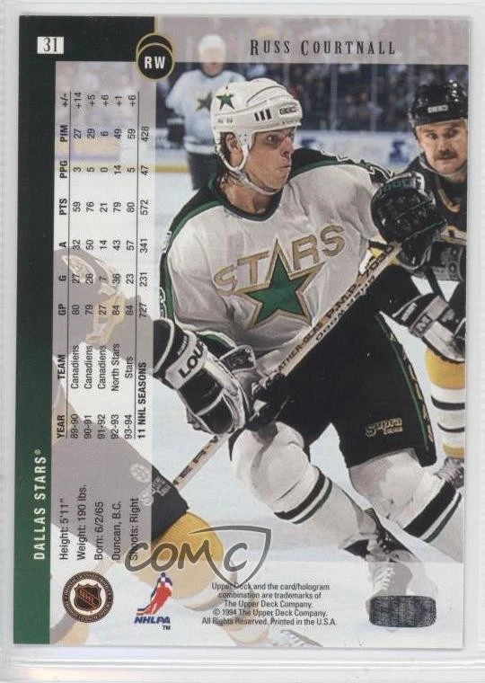 1994-95 Upper Deck Electric Ice Russ Courtnall #31 - Image 2 of 2