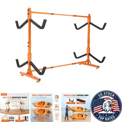 Adjustable Kayak Storage Rack for 4 Kayaks, Tool-Free Assembly, Anti-Rust Design