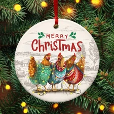 OASSIE Chicken Ornaments for Christmas Tree - Ceramic Christmas Ornaments 202...