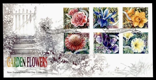 DR WHO 2001 NEW ZEALAND FDC GARDEN FLOWER COMBO $2 R38942